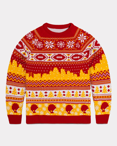 Red & Gold Kansas City Football Holiday Sweater