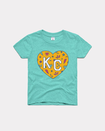 Kids Teal Girls on the Run KC Heart Vintage Youth T-Shirt