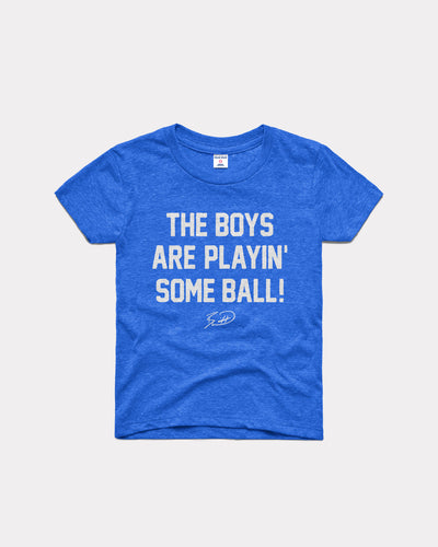 Kids Royal Blue The Boys Are Playin' Ball Vintage Youth T-Shirt
