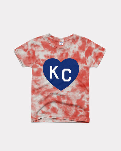 Kids Red Tie Dye USA KC Heart Vintage Youth T-Shirt