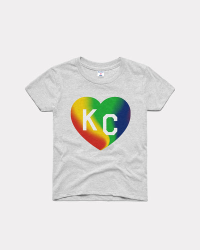 Kids Ash Grey KC Pride Heart Vintage Youth T-Shirt