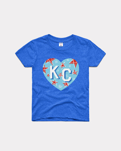Kids Royal Blue USA Stars KC Heart Vintage Youth T-Shirt