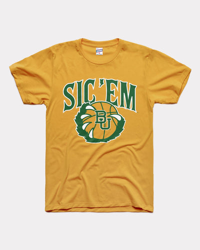Gold Baylor Bears Sic 'Em Basketball Vintage T-Shirt