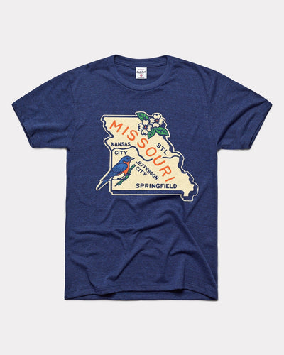 Navy Missouri Map Vintage T-Shirt