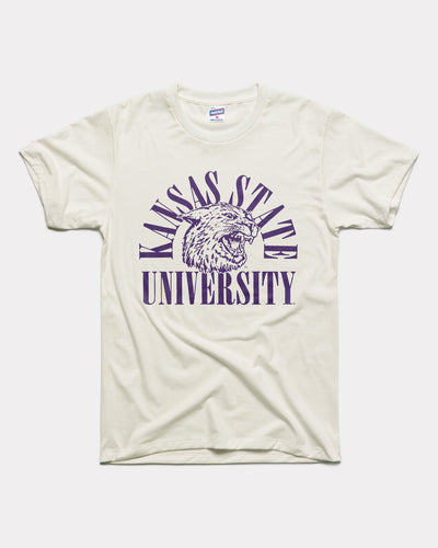 White Kansas State University Power Cat Arch Vintage T-Shirt