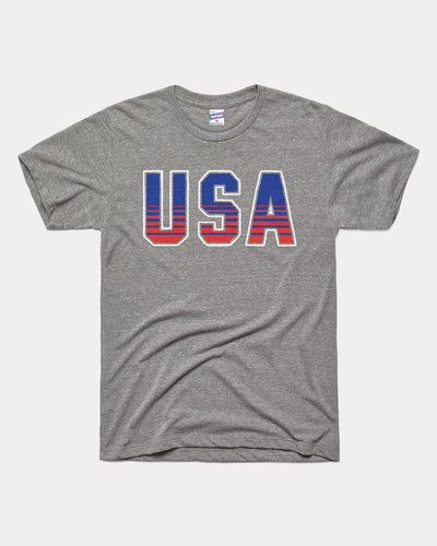 Grey USA Retro Block Vintage T-Shirt