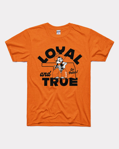 Orange Loyal & True Oklahoma State Cowboys Outline Vintage T-Shirt