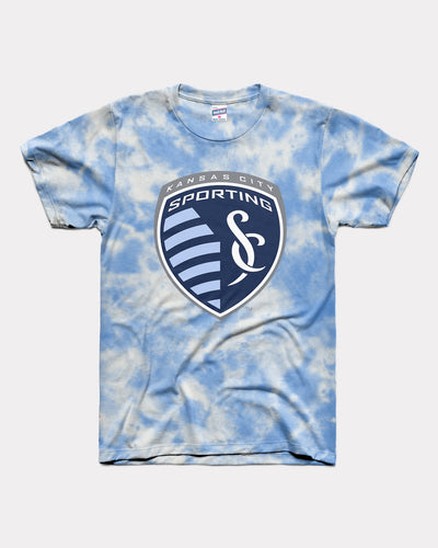 Blue Tie Dye Sporting Kansas City Logo Shield Vintage T-Shirt
