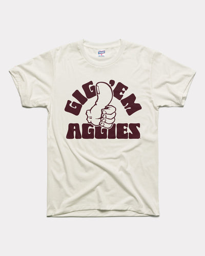 Texas A&M Aggies Gig 'Em Hand Sign Vintage White T-Shirt