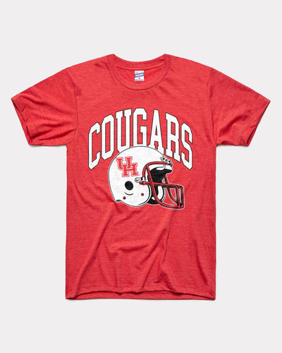 Red Houston Cougars Football Helmet Vintage T-Shirt