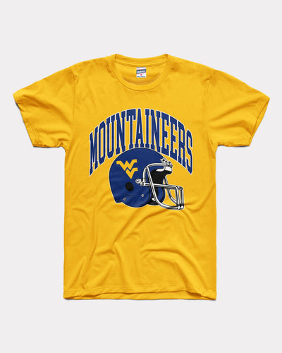 Gold WVU Mountaineers Football Helmet Vintage T-Shirt