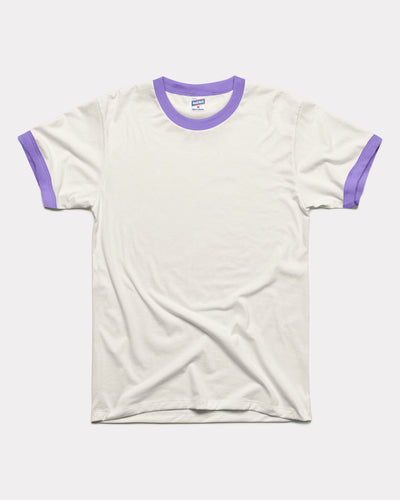 White & Lavender Essential Unisex Vintage Ringer T-Shirt