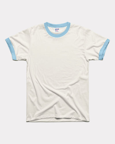 White & Powder Blue Essential Unisex Vintage Ringer T-Shirt