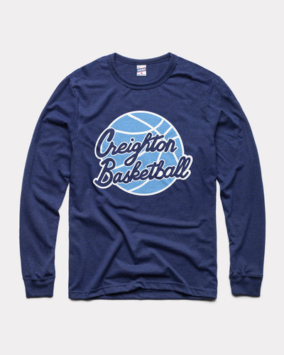 Navy Creighton Basketball Long Sleeve Vintage T-Shirt