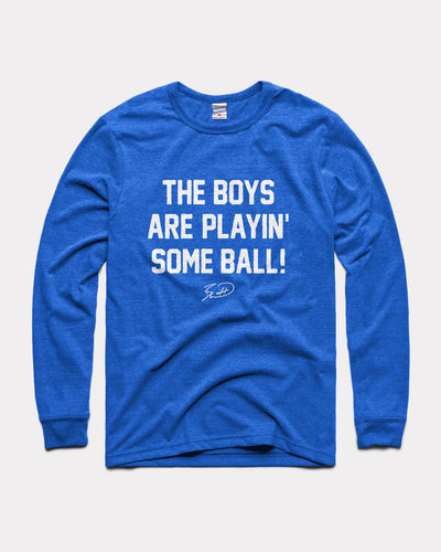 Royal Blue The Boys Are Playin' Ball Vintage Long Sleeve T-Shirt