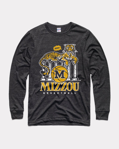 Black Mizzou Basketball Columns Long Sleeve Vintage T-Shirt