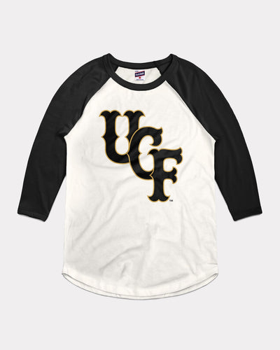 White & Black UCF Knights Monogram Vintage Raglan T-Shirt