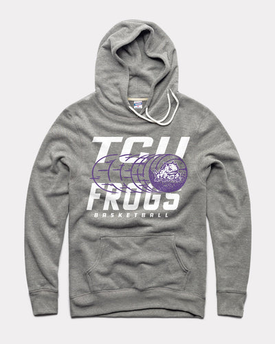 Grey TCU Horned Frogs Basketball Vintage Hoodie Sweatshirt