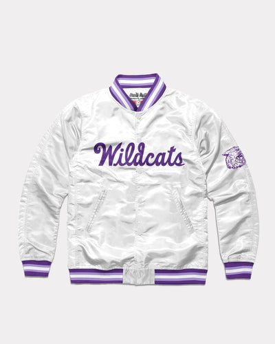 White K-State Wildcats Script Vintage Varsity Jacket Front