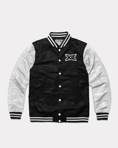 Big 12 Conference Black and White Vintage Varsity Jacket Front