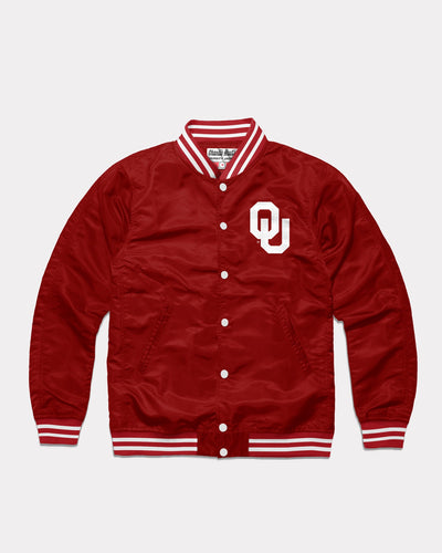 Cardinal Oklahoma Boomer Sooner Vintage Varsity Jacket Front