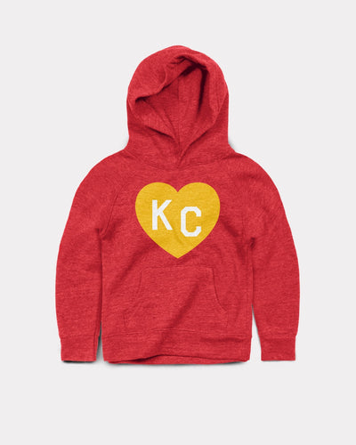 Kids Red & Gold KC Heart Vintage Youth Hoodie