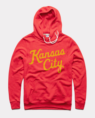 Red & Gold Kansas City Script Vintage Hoodie Sweatshirt
