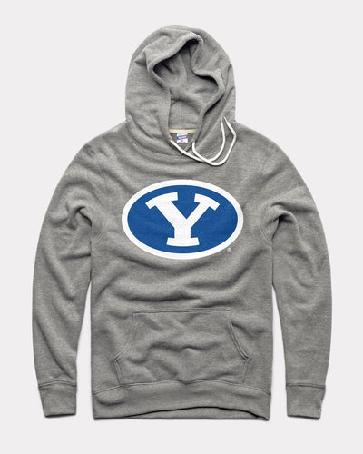 Grey BYU Cougars Logo Vintage Hoodie Sweatshirt
