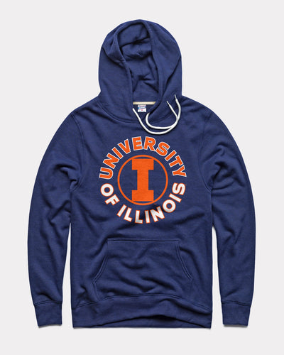 Navy Illinois Fighting Illini Circle Vintage Hoodie Sweatshirt