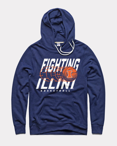 Navy Illinois Fighting Illini Basketball Vintage Hoodie Sweatshirt