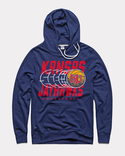 Navy Kansas Jayhawks Basketball Vintage Hoodie Sweatshirt