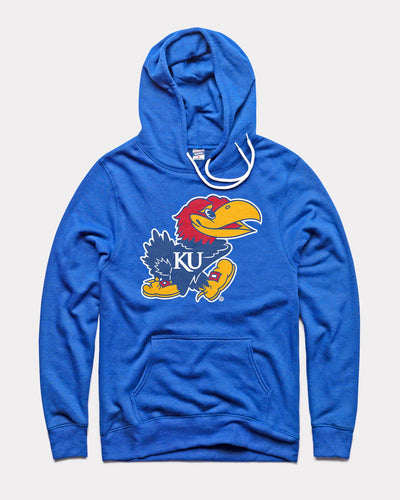 Royal Blue Kansas Jayhawks Logo Vintage Hoodie Sweatshirt