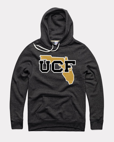Black UCF Knights Monogram Florida Outline Vintage Hoodie Sweatshirt