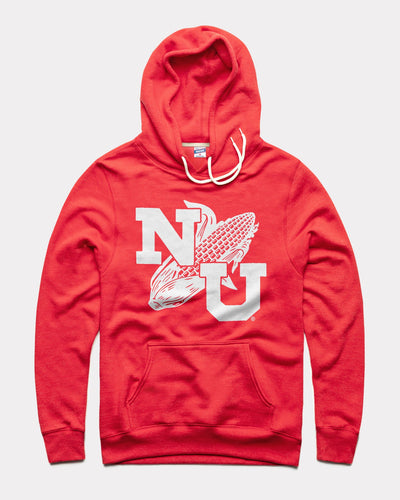 Red Nebraska Cornhuskers NU Monogram Vintage Hoodie Sweatshirt