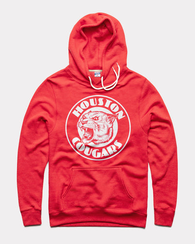 Red Retro Houston Cougars Wheel Vintage Hoodie Sweatshirt