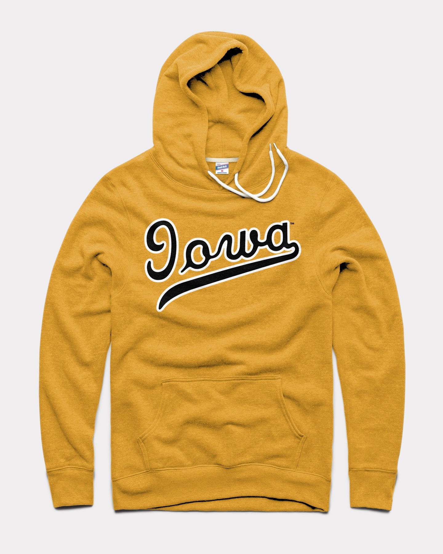 Iowa Hawkeyes Script Gold Vintage Hoodie | CHARLIE HUSTLE
