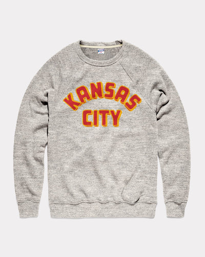 Athletic Grey Red & Gold Kansas City Arch Vintage Crewneck Sweatshirt