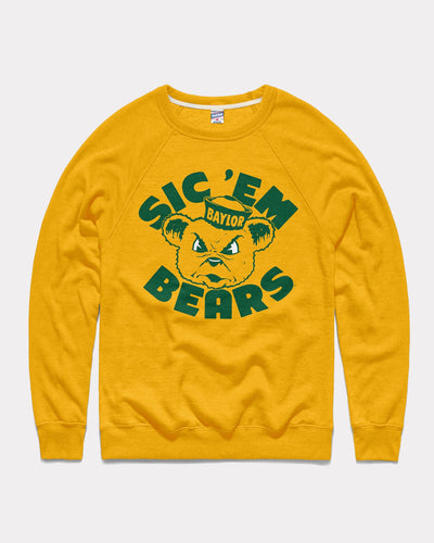 Gold Baylor Sic 'Em Sailor Bears Vintage Crewneck Sweatshirt