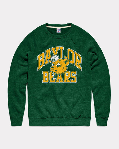 Forest Green Baylor Bears Mascot Arch Vintage Crewneck Sweatshirt