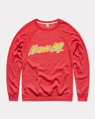 Red Kansas City Script Vintage Crewneck Sweatshirt