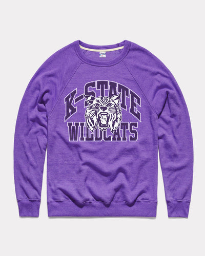 Purple K-State Wildcats Mascot Arch Vintage Crewneck Sweatshirt