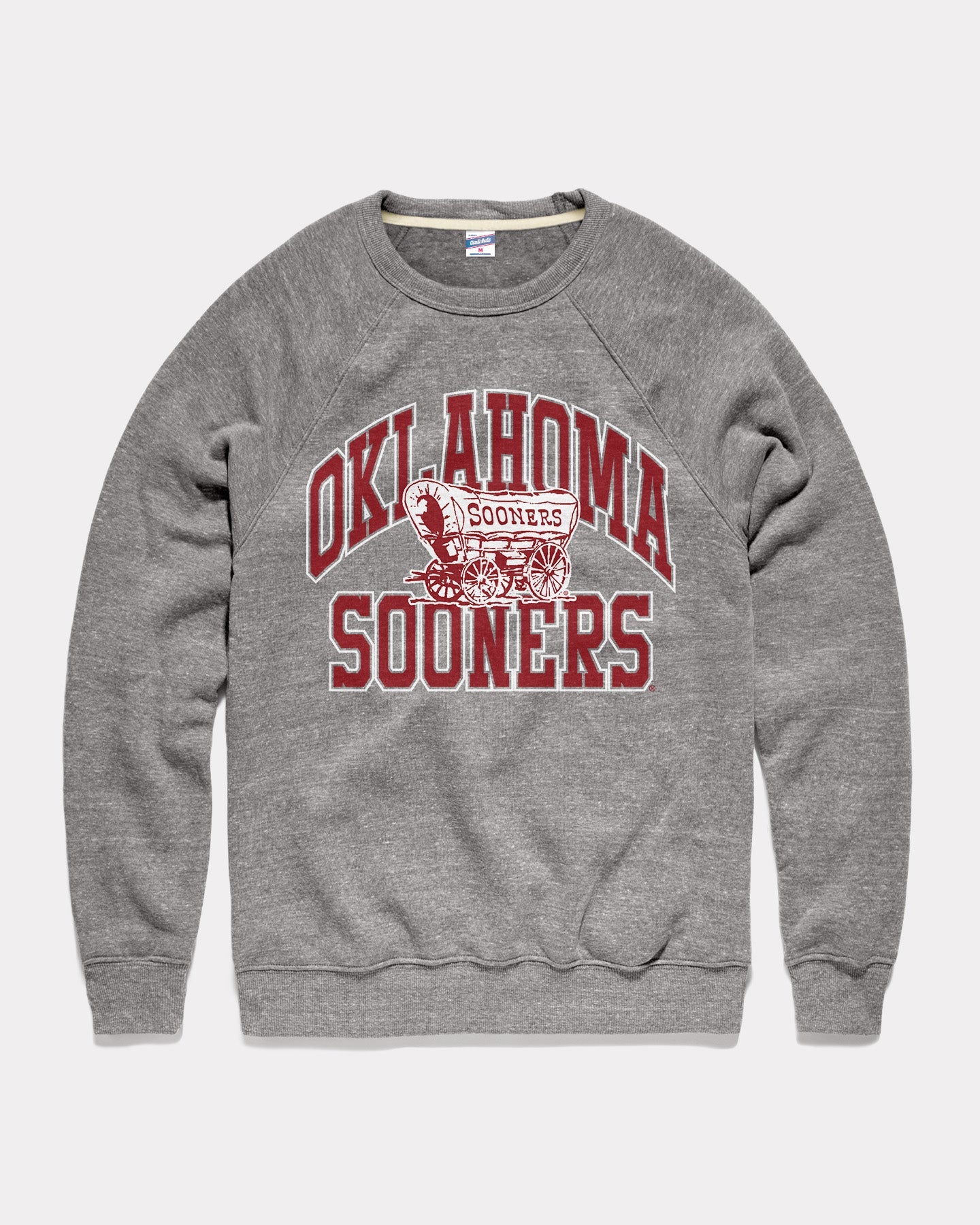 Oklahoma Sooners Mascot Arch Vintage Grey Crewneck | CHARLIE HUSTLE