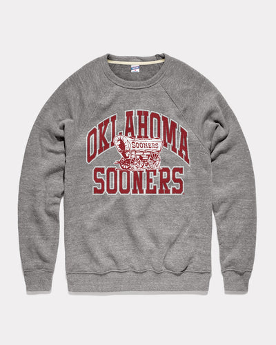 Grey Oklahoma Sooners Mascot Arch Vintage Crewneck