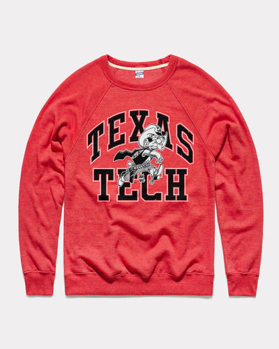 Red Texas Tech Red Raiders Mascot Arch Vintage Crewneck Sweatshirt