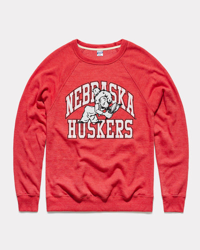 Red Nebraska Huskers Arch Vintage Crewneck Sweatshirt