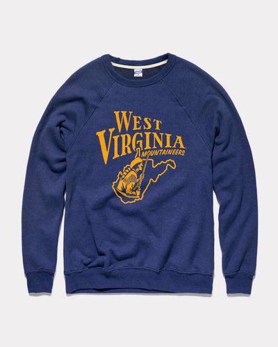 Navy West Virginia Mountaineers Pennant Vintage Crewneck Sweatshirt