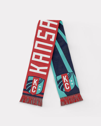 Teal & Red KC Current Scarf Front