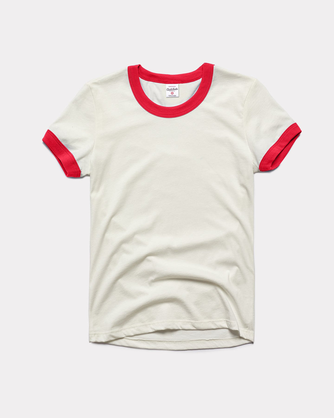 Women’s White & Red Vintage Ringer T-Shirt | CHARLIE HUSTLE
