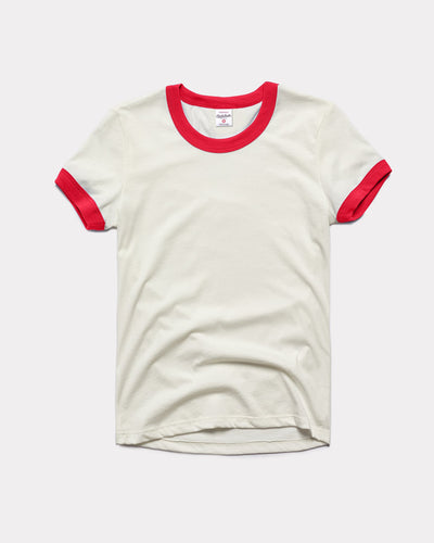 Women's White & Red Essentials Collection Vintage Ringer T-Shirt