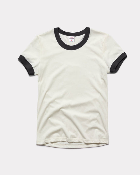 Women's White & Black Ringer T-Shirt